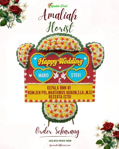 Karangan Papan Bunga Pernikahan di Gedegan